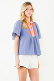 THML Arely Short Sleeve Striped  Pattern Top