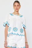 Carolyn Embroidered Scalloped Hem Current Air Blouse