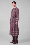 Kristen Long Sleeve with Waist Belt Tiered Current Air Dress