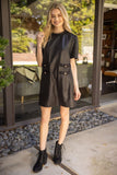 Daniela Braid Neck Double Pocket Leather VOY Dress