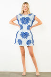 THML Ava Short Sleeve Embroidery Detail Striped Dress