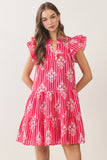 PINCH Aubrey Floral Tiered Babydoll Mini Dress