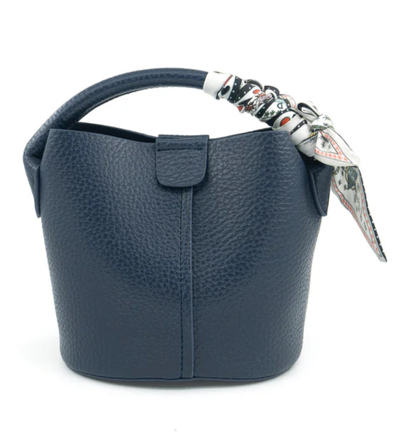 Elena Navy Small Tote BC Bag with Scarf