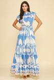 PINCH Teresa Geometric Pattern Tiered Maxi Dress