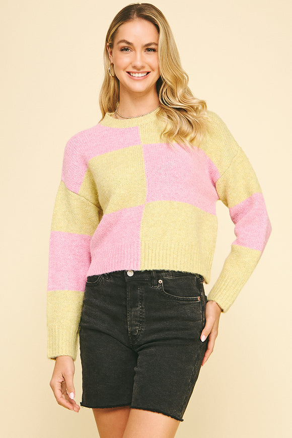 Paula Color block Crop PINCH Sweater