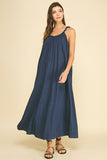 PINCH Sadie Solid Maxi Dress with Ball Trim Neckline