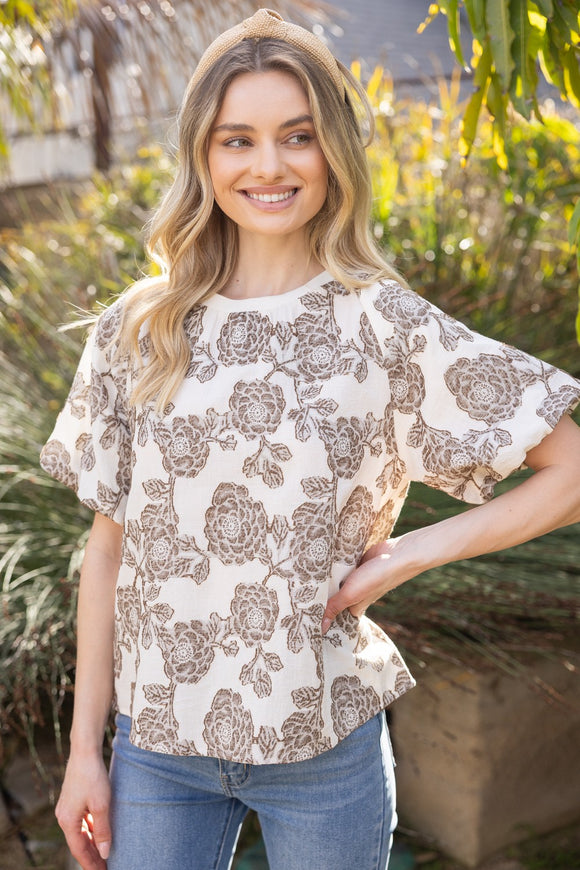 Matilda Burn Out Floral Printed VOY Top