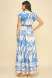 PINCH Teresa Geometric Pattern Tiered Maxi Dress