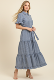 PINCH Joia Striped Tiered Midi Dress