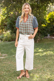 Cleo Stripe Denim Sleeve Houndstooth Tweed VOY Top