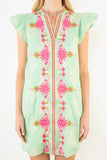 THML Sasha Flutter Sleeve Floral Embroidery Detail Dress