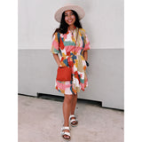 Amy Puff Sleeve Multi Color THML Dress