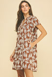 PINCH Adeline Embroidered Leaf Cap Sleeve Mini Dress