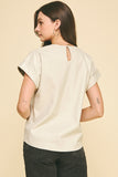 Jules Faux Leather Cap Sleeve Pinch Top