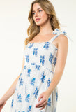 Abby Tie Strap Flower Print THML Dress