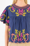 THML Louisa Short Sleeve Embroidery Detail Top