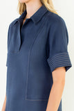 THML Gracie Collared Short Suede Solid Dress