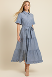 PINCH Joia Striped Tiered Midi Dress