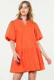 Farrah Puff Sleeve V Neck THML Dress-SALE