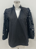 THML Genevieve Hollow Out Floral Sleeve Top
