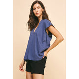 Jana Cap Sleeves V-Neck Pinch Top