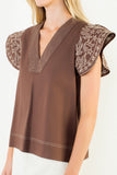 THML Geneva V Neck With Stitching on Sleeve Top