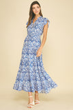 PINCH Deven Mosaic Tile Print Tiered Maxi Dress