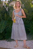 Kimberly Striped Embroidered Details Midi Skies are Blue Dress