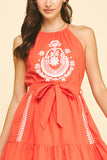 PINCH Blaire Halter Floral Embroidered Mini Dress