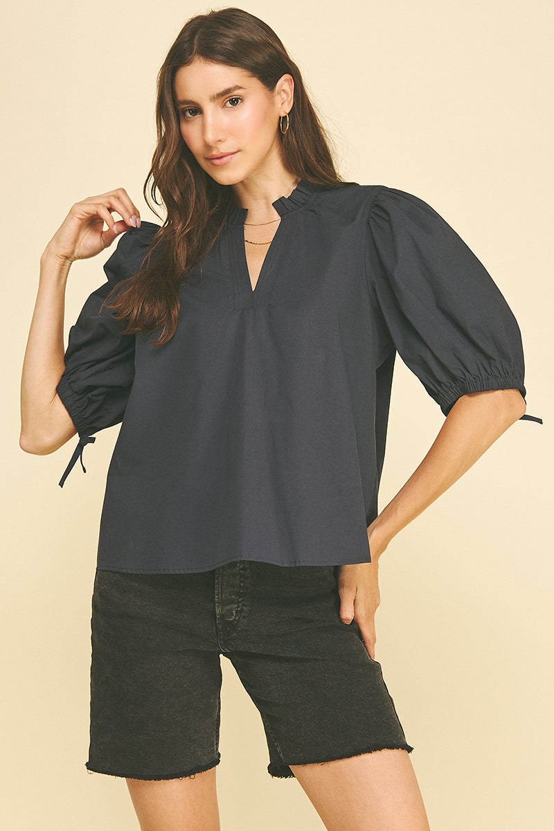 PINCH Paula Puff Sleeve With Self Tie Detail Blouse – Fig Tree