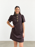 THML Lena Suede Dress With Gold Buttons