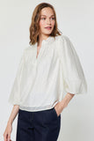 Sherrie Stand Collard 3Q Sleeve Current Air Blouse