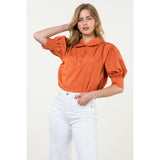 Tori Short Sleeve CollaredTHML Top