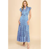 Clarissa Print Satin Tiered Maxi PINCH Dress