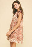 Irma Print Ruffled Sleeve Tiered Mini PINCH Dress