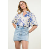 Mia Puff Sleeve Floral THML Top