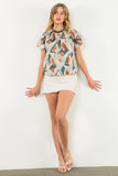 Heather Flutter Sleeve Print THML Top