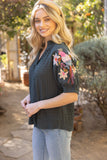 Brianne Floral Embroidered Detailed VOY Top