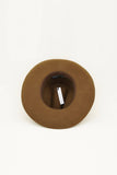 Olive & Pique - Western Cowboy Hat, 100% Wool Felt, Feather Trim, Cognac Hat