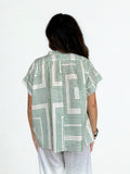 Suzanne Geometric V-Neck Blouse Pinch Top