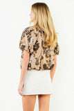 THML Annette Floral Print Sleeve Cinched Top