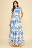 PINCH Teresa Geometric Pattern Tiered Maxi Dress