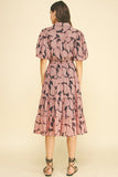 PINCH Lisa Floral Button Down Tiered Midi Dress