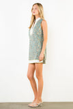 THML Rosana Sleeveless Split Neck Pattern Trim Dress