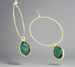 Amie Green Onyx Quartz Hoop Earrings