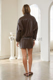 Ciara Leather Padded Bomber Skies are Blue Jacket
