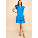 Jianna Blue Ruffle Tiered Mini PINCH Dress