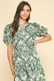 PINCH Katya Floral Print Button Down Blouse Top