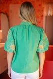 Remi Stitches V Neck Floral Embroidered VOY Top