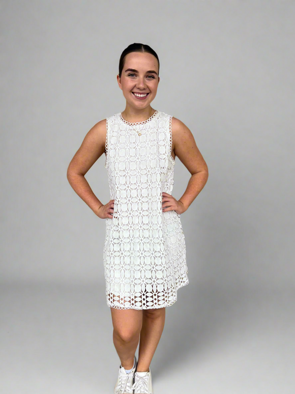 Remi White Crochet Lace Mini Skies are Blue Dress